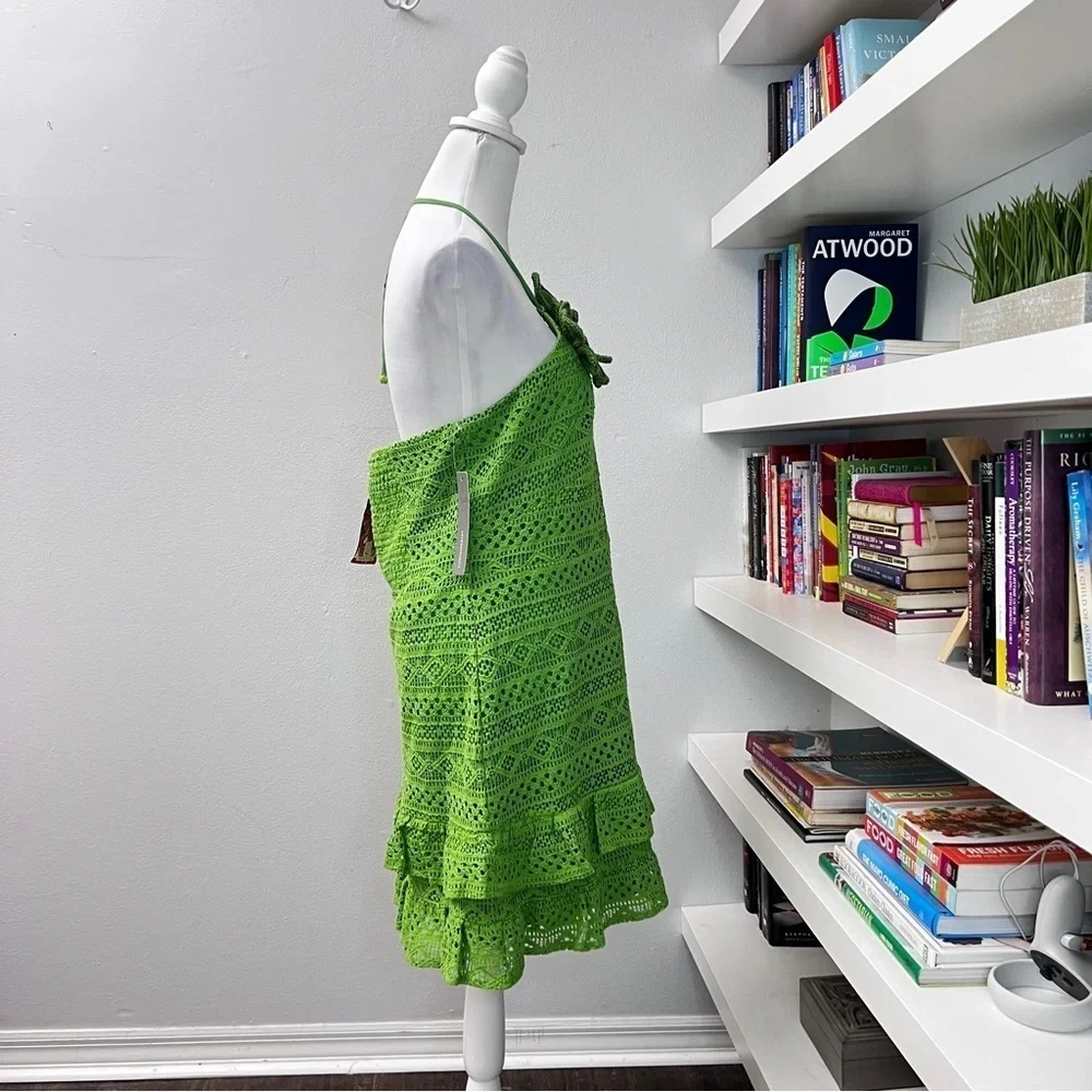 Farm Rio Halter Floral Ruffle NWT Crochet Mini Dress, Size XL - Picture 5 of 16